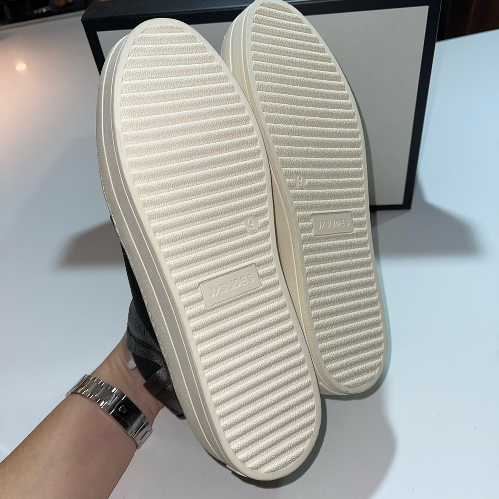 J/Slides NYC Holland Black Leather Platform Sneaker 9 - Picture 3 of 7